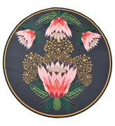 Floral round machine washable rug for living rooms.